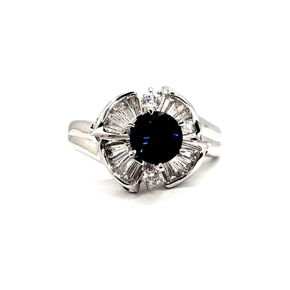 Cocktail Ring 14k white gold, Blue Cubic Zirconia Size 7.5 - Picture 13 of 13